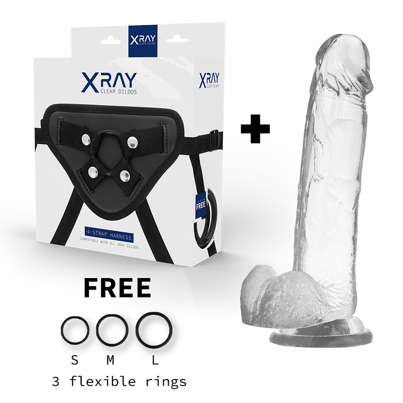 X RAY - ARNÉS + DILDO REALISTA TRANSPARENTE 22 CM -O- 4.6 CM