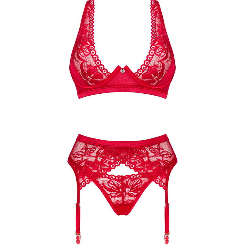 OBSESSIVE - LACELOVE SET TRES PIEZAS ROJO XL/XXL