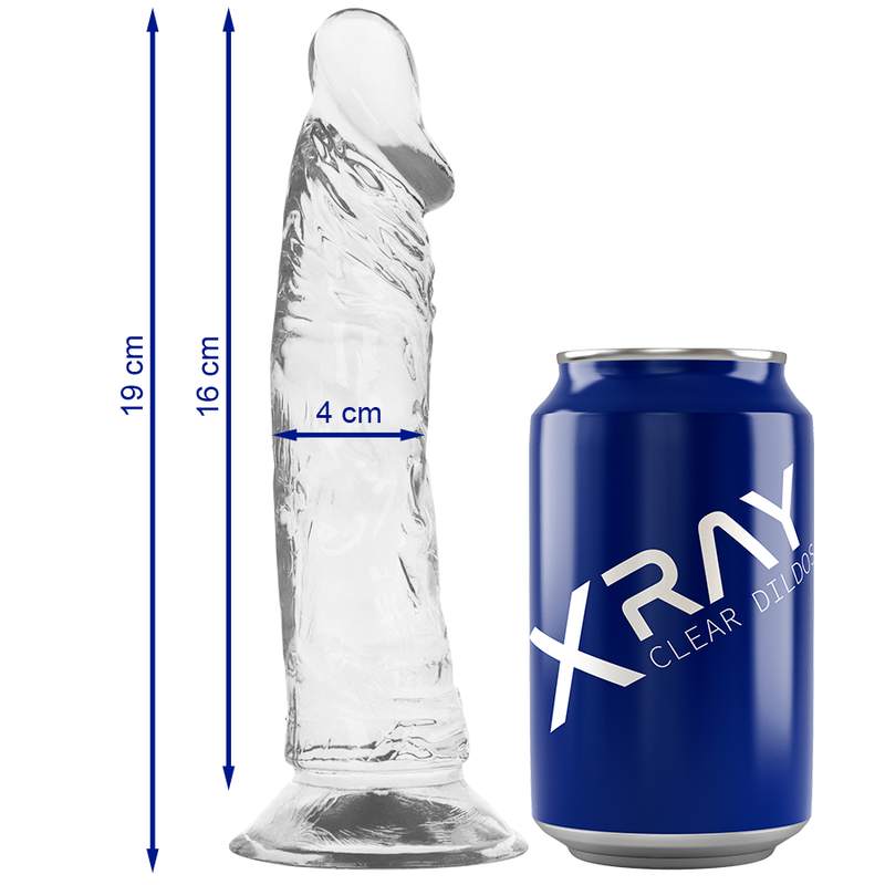 X RAY - ARNÉS + DILDO TRANSPARENTE 19 CM -O- 4 CM